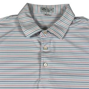Peter Millar Blue and Pink Striped Polo Shirt